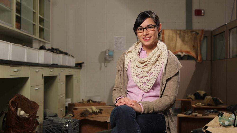 Samantha Porter in the lithics lab at the University of Minnesota