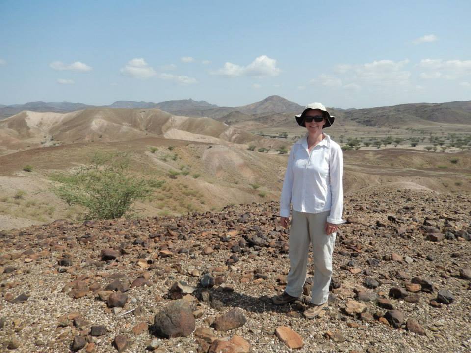 Professor Carol Ward overlooking Kanapoi in the West Turkana Basin in Kenya. Photo courtesy of the West Turkana Paleo Project.