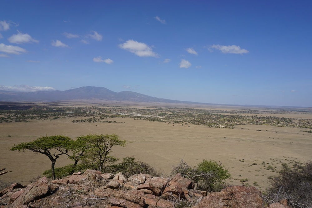Olduvai Gorge, seen from the top of Naibor Soit inselburg