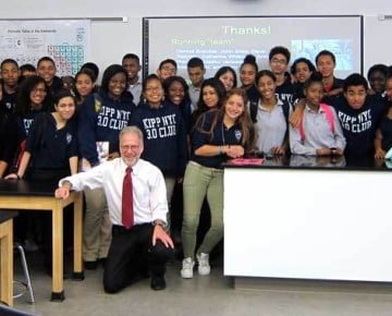 Dr. Daniel Lieberman with students at KIPP NYC.