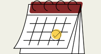 A simple graphic of a calendar with a yellow check mark indicating an event.