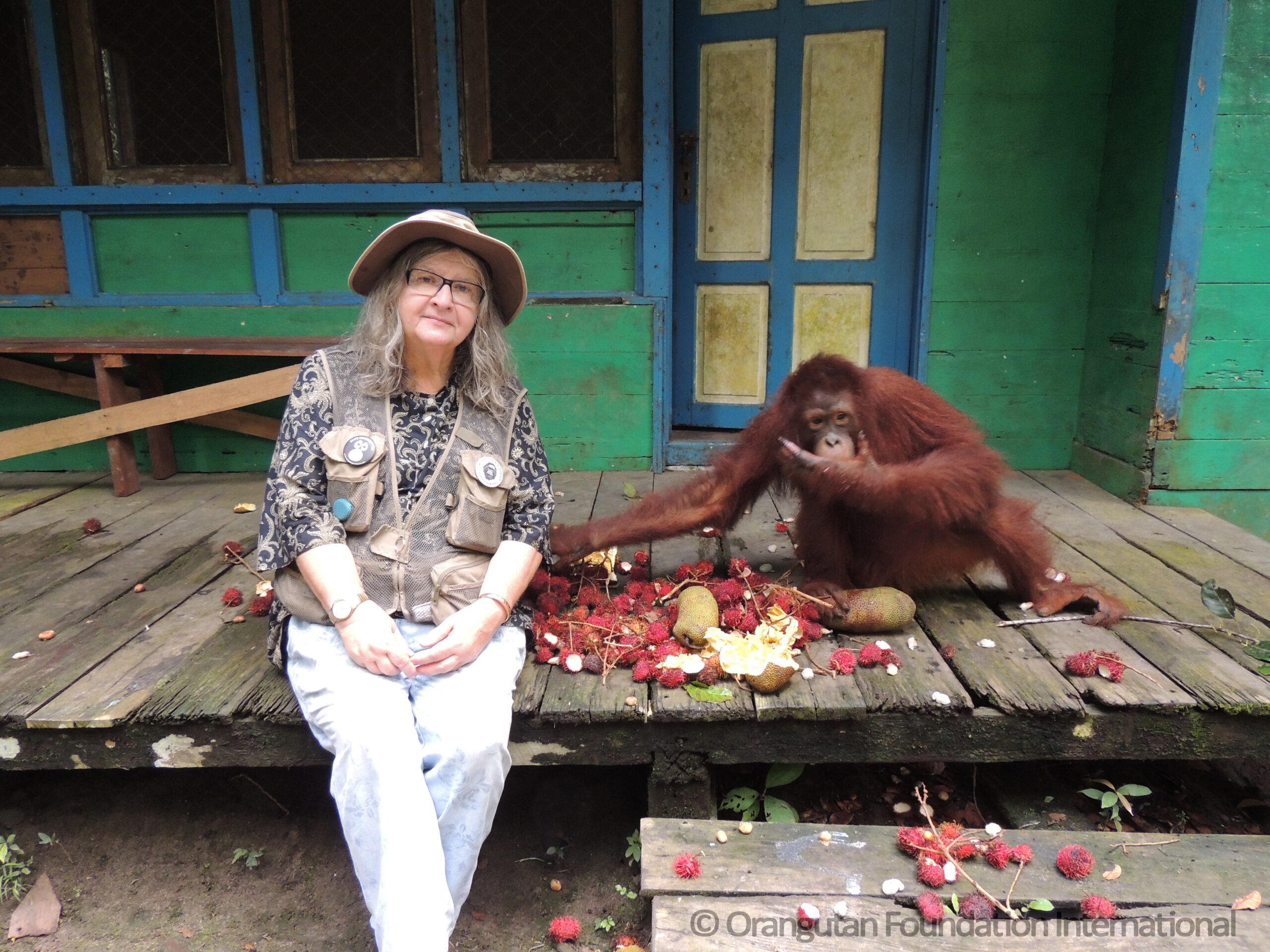 Biruté Mary Galdikas on the porch at Camp Leakey in 2015.