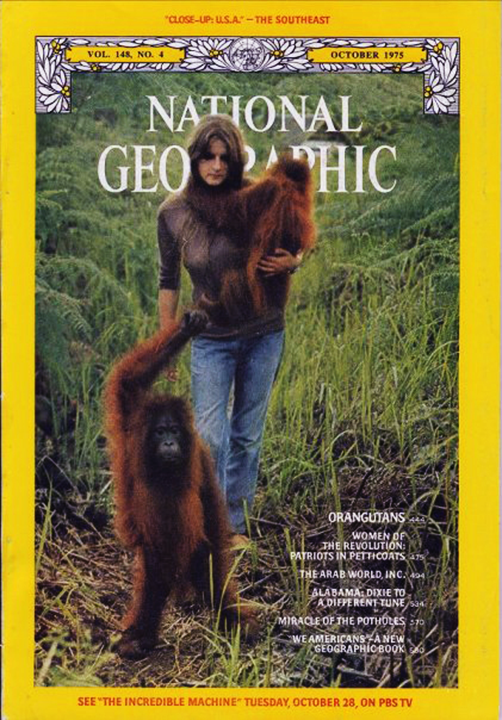 Biruté Galdikas on the cover of National Geographic in 1975.