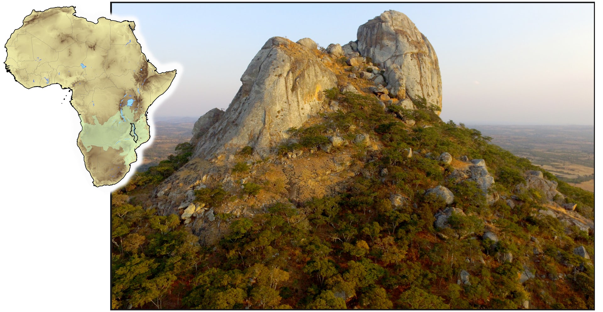 A map of Africa and the place where the ancient cremation was found.